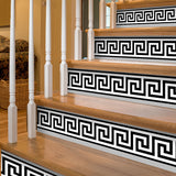 funlife 17 Pieces Self-Adhesive Stair Riser Stickers, Peel and Stick Staircase Decals, Geometric Pattern Waist Lines Wall Border Stickers, 39.37"x6.5"