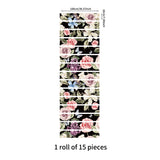 funlife 15 PCS Peel and Stick Flower Stair Stickers, Self Adhesive Vinyl Stair Risers Decals, Staircase Murals Decor for Steps, 39.37"x7.09" Painted Rose