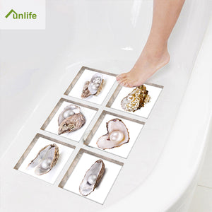 funlife 3D Stereoscopic Waves DIY Anti Slip Safety Shower Bath Tub Decal Stickers Bathtub Appliques 6Pcs 5.9" X 5.9" BathS001