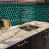 funlife 66 Sheets 3D Peel and Stick Tile Stickers, Self-Adhesive Subway Wall Sticker on Tiles for Kitchen Backsplash, Emerald Green Hexagon, 30X15CM
