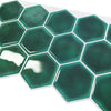 funlife 66 Sheets 3D Peel and Stick Tile Stickers, Self-Adhesive Subway Wall Sticker on Tiles for Kitchen Backsplash, Emerald Green Hexagon, 30X15CM