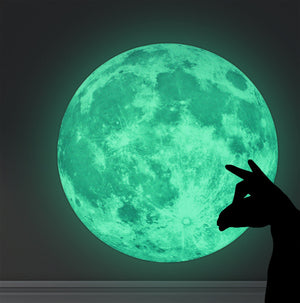 Funlife®|Glow in The Dark Moon Wall Decals, 7.87" x 7.87" Luminous Sticker