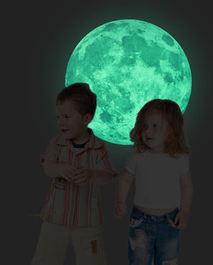 Funlife®|Glow in The Dark Moon Wall Decals, 19.7" x 19.7" Luminous Sticker