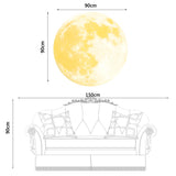 Funlife®|Glow in The Dark Moon Wall Decals, 35.4" x 35.4" Luminous Sticker