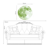 Funlife®|Glow in The Dark Moon Wall Decals, 19.7" x 19.7" Luminous Sticker