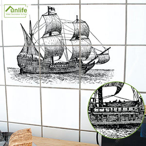 Funlife®|Sailboat Sketch Tile Sticker