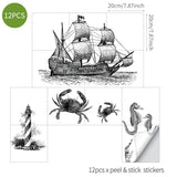 Funlife®|Sailboat Sketch Tile Sticker