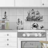 Funlife®|Sailboat Sketch Tile Sticker