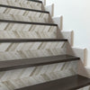 Funlife Light Chevron Stripe Stair Sticker, Peel and Stick Staircase Decals, Self-Adhesive Waterproof Stair Riser Stickers, 7.87"x118.1"