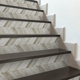 Funlife Light Chevron Stripe Stair Sticker, Peel and Stick Staircase Decals, Self-Adhesive Waterproof Stair Riser Stickers, 7.87"x118.1"