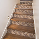 Funlife Herringbone Texture Stripe Stair Sticker, Peel and Stick Staircase Decals, Self-Adhesive Waterproof Stair Riser Stickers, 7.87"x118.1"