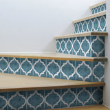 Funlife Zahara Baltic Green Stripe Stair Sticker, Peel and Stick Staircase Decals, Self-Adhesive Waterproof Stair Riser Stickers, 7.87"x118.1"