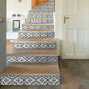 Funlife Black Cross Floral Stripe Stair Sticker, Peel and Stick Staircase Decals, Self-Adhesive Waterproof Stair Riser Stickers, 7.08"x39.37"