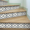 Funlife Black Cross Floral Stripe Stair Sticker, Peel and Stick Staircase Decals, Self-Adhesive Waterproof Stair Riser Stickers, 7.08"x39.37"