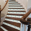 Funlife Blue Leaf Stripe Stair Sticker, Peel and Stick Staircase Decals, Self-Adhesive Waterproof Stair Riser Stickers, 7.08"x39.37"