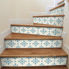 Funlife Blue Leaf Stripe Stair Sticker, Peel and Stick Staircase Decals, Self-Adhesive Waterproof Stair Riser Stickers, 7.08"x39.37"