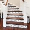 Funlife Black Aquarius Floral Stripe Stair Sticker, Peel and Stick Staircase Decals, Self-Adhesive Stair Riser Stickers, 7.09"x39.37"