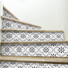 Funlife Black Aquarius Floral Stripe Stair Sticker, Peel and Stick Staircase Decals, Self-Adhesive Stair Riser Stickers, 7.09"x39.37"