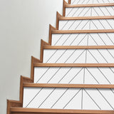 Funlife White Herringbone Stripe Stair Sticker, Peel and Stick Staircase Decals, Self-Adhesive Stair Riser Stickers