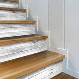 Funlife Fog Gray Wood Stripe Stair Sticker, Peel and Stick Staircase Decals, Self-Adhesive Stair Riser Stickers