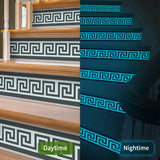 funlife 13 Pieces Self-Adhesive Stair Riser Stickers, Peel and Stick Staircase Decals, Geometric Pattern Waist Lines Wall Border Stickers, 39.37"x6.5"