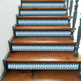 funlife 13 Pieces Self-Adhesive Stair Riser Stickers, Peel and Stick Staircase Decals, Geometric Pattern Waist Lines Wall Border Stickers, 39.37"x6.5"