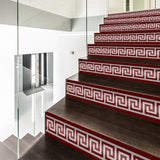 funlife 13 Pieces Self-Adhesive Stair Riser Stickers, Peel and Stick Staircase Decals, Geometric Pattern Waist Lines Wall Border Stickers, 39.37"x6.5"