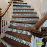 funlife 13 Pieces Self-Adhesive Stair Riser Stickers, Peel and Stick Staircase Decals, Geometric Pattern Waist Lines Wall Border Stickers, 39.37"x6.5"