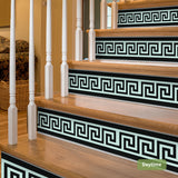 funlife 13 Pieces Self-Adhesive Stair Riser Stickers, Peel and Stick Staircase Decals, Geometric Pattern Waist Lines Wall Border Stickers, 39.37"x6.5"