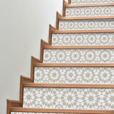 funlife 14 PCS Moroccan Peel and Stick Stair Stickers, Self Adhesive Boho Vinyl Stair Risers Decals, Staircase Murals Decor for Steps, 39.37"X7.09" Light Brown