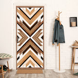 funlife Modern Art Wood Door Decals, Self-Adhesive Sliding Barn Door Sticker, Vinyl Headboard Mural for Home Decor, 30.3"x78.7" Herringbone Woven