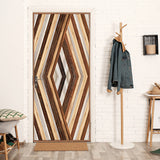 funlife Modern Art Wood Door Decals, Self-Adhesive Sliding Barn Door Sticker, Vinyl Headboard Mural for Home Decor, 30.3"x78.7" Herringbone Woven