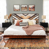 funlife Modern Art Wood Door Decals, Self-Adhesive Sliding Barn Door Sticker, Vinyl Headboard Mural for Home Decor, 30.3"x78.7" Herringbone Woven