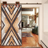 funlife Modern Art Wood Door Decals, Self-Adhesive Sliding Barn Door Sticker, Vinyl Headboard Mural for Home Decor, 30.3"x78.7" Herringbone Woven