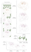 Funlife® | Multi Color Peony Wall Decal, Nursery Decal, Watercolor Flower Wall Sticker, Peel and Stick, Removable