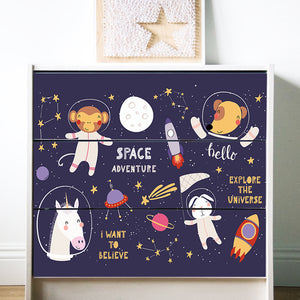 Funlife®|Funny Animals Astronauts Malm Dresser Sticker