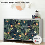 Funlife®|Dark Tropical Leaves Malm Dresser Sticker