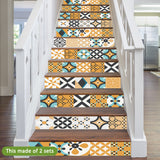 Funlife Floral Style Stripe Stair Sticker, Peel and Stick Staircase Decals, Self-Adhesive Waterproof Stair Riser Stickers, 7.08" x39.37"