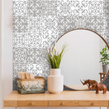 Funlife Moroccan White Stripe Stair Sticker, Peel and Stick Staircase Decals, Self-Adhesive Waterproof Stair Riser Stickers, 7.08" x39.37"