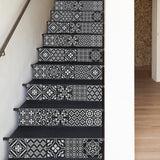 Funlife Black Pattern Stripe Stair Sticker, Peel and Stick Staircase Decals, Self-Adhesive Waterproof Stair Riser Stickers, 7.08" x39.37"