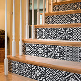 Funlife Black Pattern Stripe Stair Sticker, Peel and Stick Staircase Decals, Self-Adhesive Waterproof Stair Riser Stickers, 7.08" x39.37"