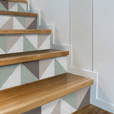 Funlife Slanting Lattice Stripe Stair Sticker, Peel and Stick Staircase Decals, Self-Adhesive Waterproof Stair Riser Stickers, 7.08" x39.37"