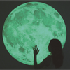 Funlife®|Glow in The Dark Moon Wall Decals, 35.4" x 35.4" Luminous Sticker