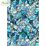 Funlife® Privacy Window Film, Static Cling Glass Film Decorative for Home UV Blocking, Blue Cobblestones