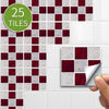 Funlife®|Red Grey Mosaic Wall Tile Sticker