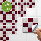 Funlife®|Red Grey Mosaic Wall Tile Sticker