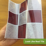 Funlife®|Red Grey Mosaic Wall Tile Sticker