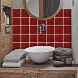 Funlife®|Ruby Red Mosaic Wall Tile Sticker