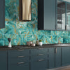 funlife Peel and Stick Thick Flat Glossy Kitchen Tile Backsplash, Self-Adhesive Wall Tile Stickers for Home Decor, Malachite Blue