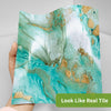 funlife Peel and Stick Thick Flat Glossy Kitchen Tile Backsplash, Self-Adhesive Wall Tile Stickers for Home Decor, Malachite Blue